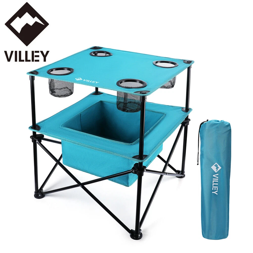 Villey Folding Beach Table Portable Camping Picnic Table 4 Cup