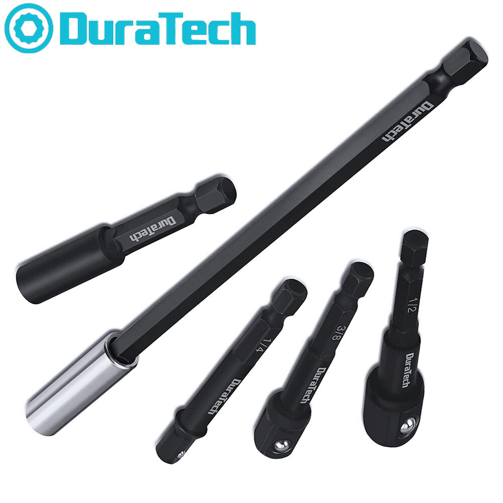 DURATECH 5PCS Socket Adapter/Extension Bar 1/4 Hex Shank 1/4" 3/8"