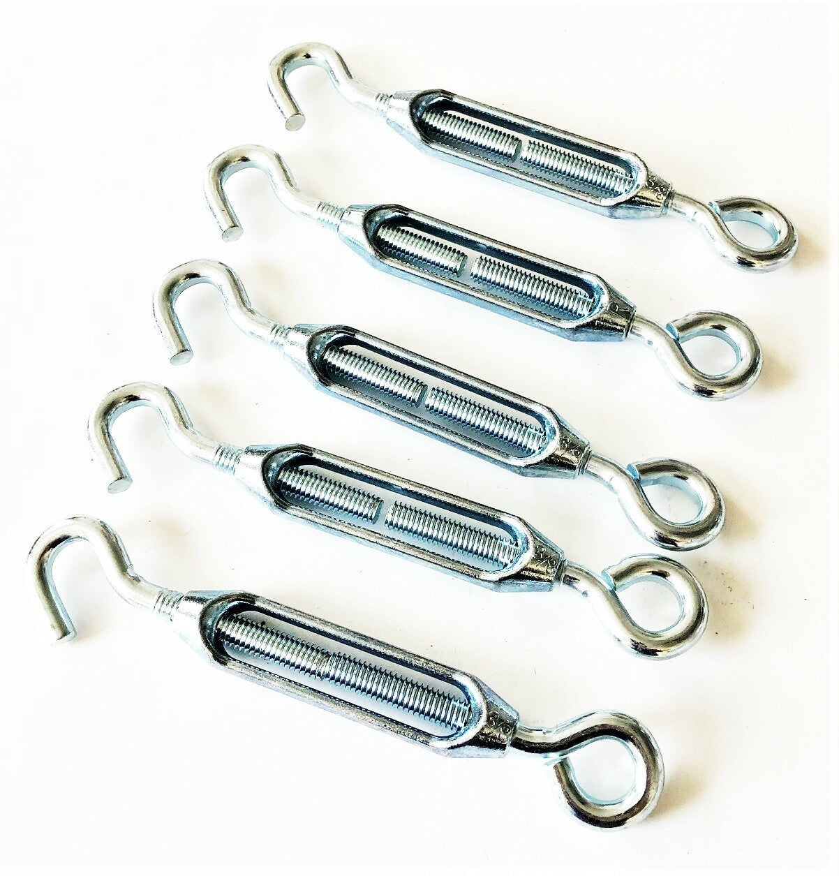 5pcs TURNBUCKLE 3/8" x 7-5/8" ZINC PLATED STEEL EYE HOOK TURN BUCKLES #52159Open