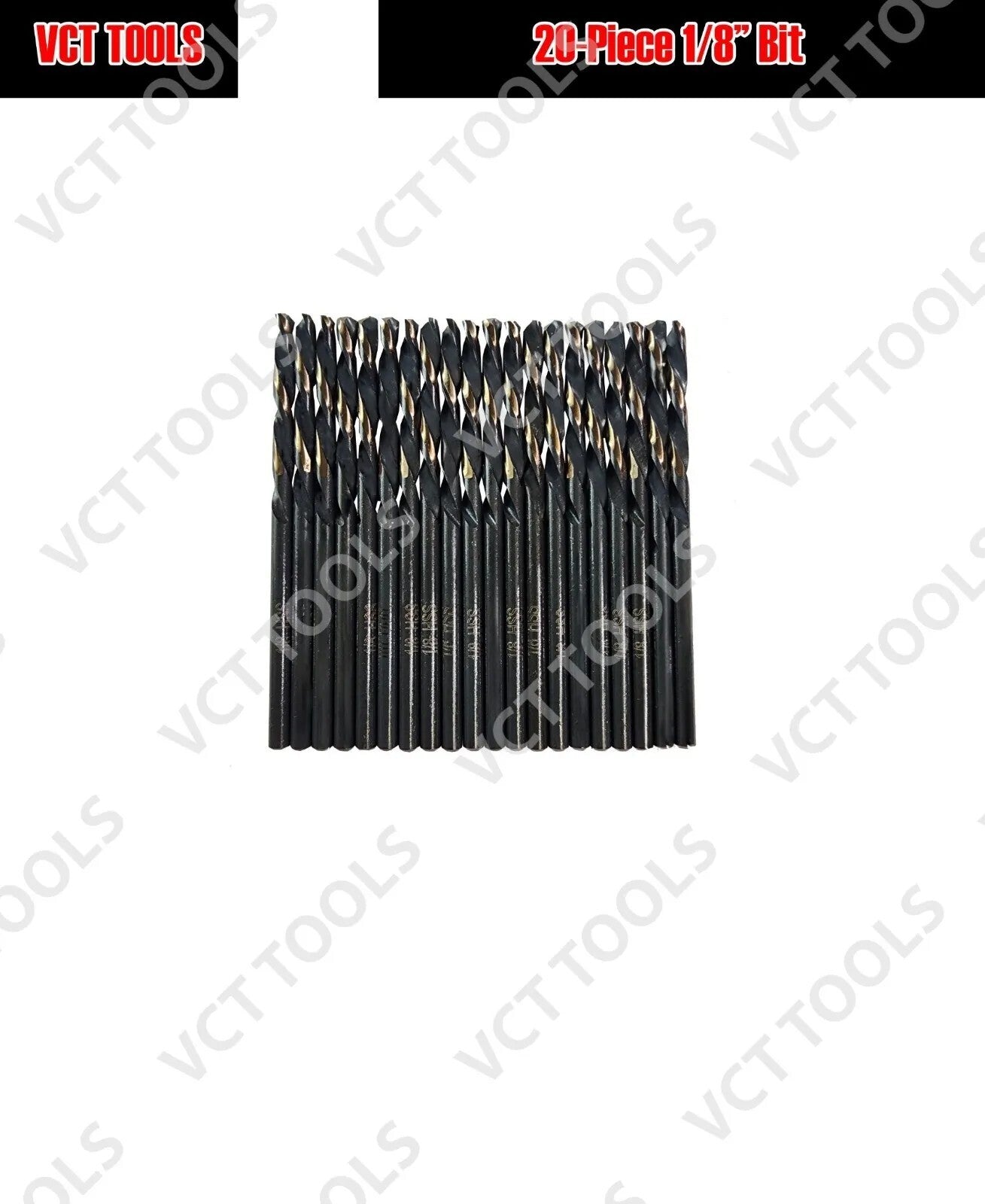 VCT 20pc Black & Gold HHS Drill Bits 1/8"