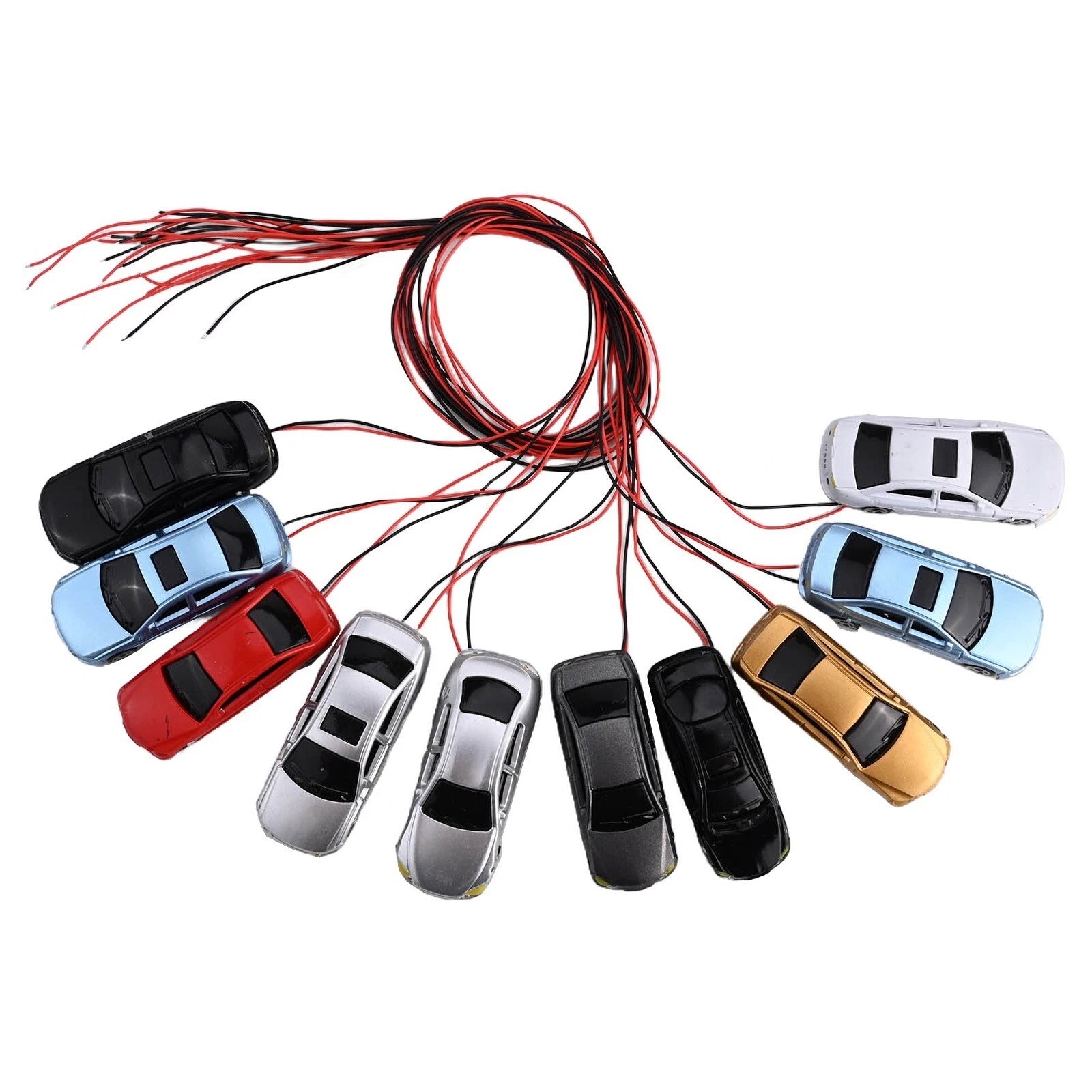 Ho Scale Random Color Illuminated Model Car Train Set 45mm Length