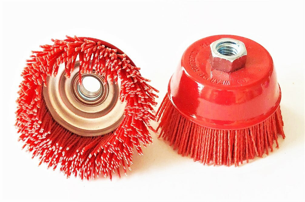 2 Nylon Infused 4" Abrasive Bristle Cup Brush