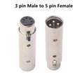 Robust Metal Design 3 Pin Male To 5 Pin Female For Dmx Audio Lighting