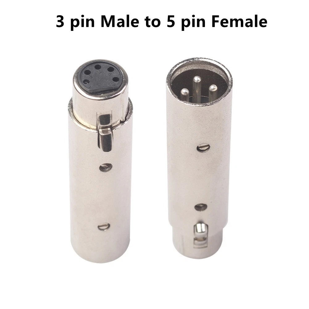 Robust Metal Design 3 Pin Male To 5 Pin Female For Dmx Audio Lighting