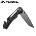 FLISSA Folding Pocket Knife 4.75" Tactical Knife Glass Breaker Tanto Point Blade
