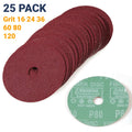 25PCS 5 inch Calcined A/O Resin Fiber Sanding Grinding Disc 24 36 60