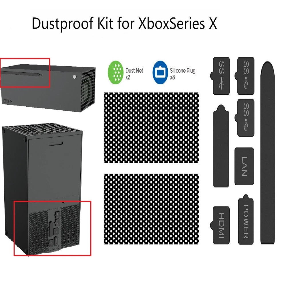 Console Dustproof Suit Mesh Filter Net+silicone Plug Kit Set For Xbox