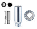 Force 1/4" Dr. 12pt 50mml Deep Spline Female Socket Multi-tooth Gear