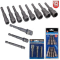 11pc Magnetic Nut Driver Set & Socket Adaptor Square Dr