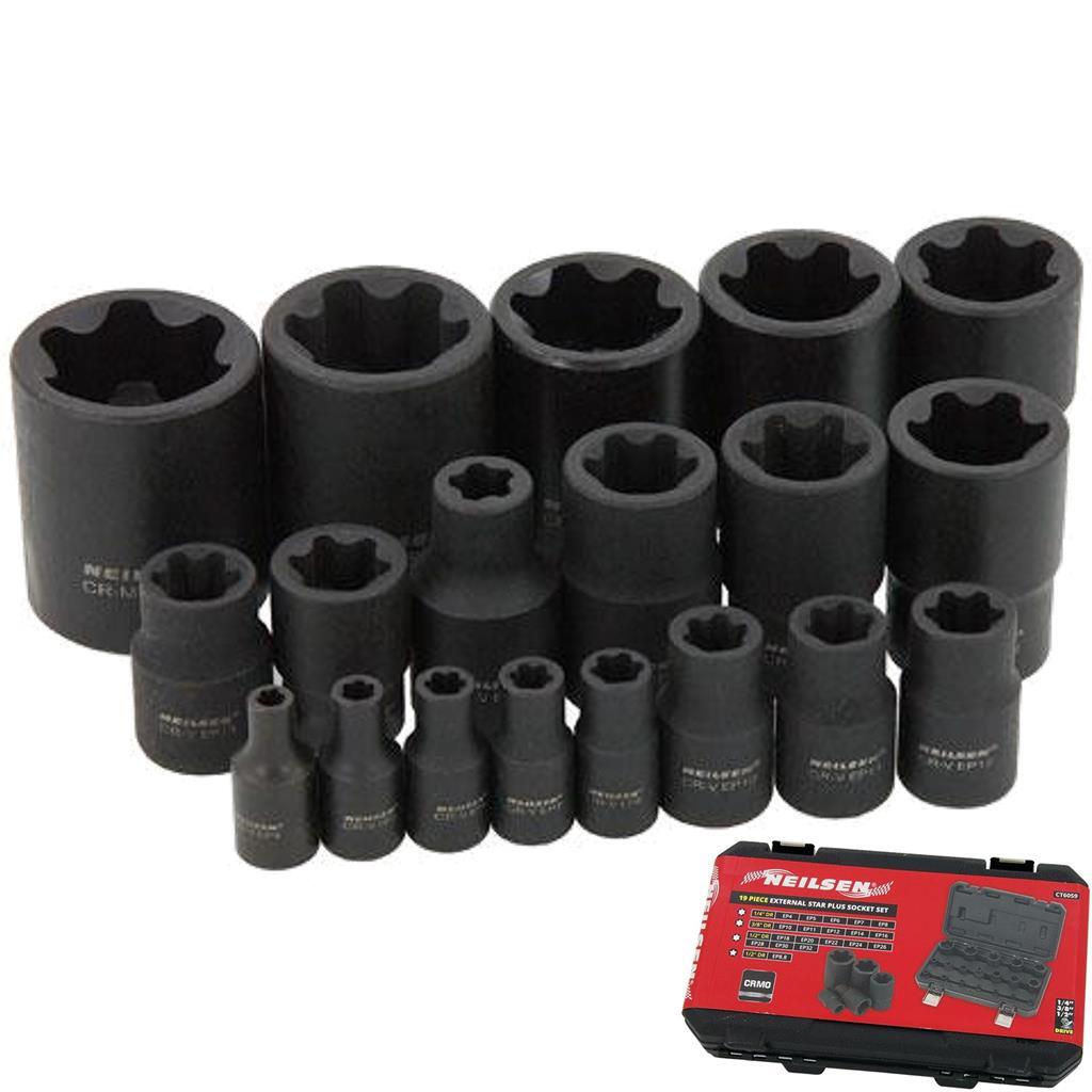 Neilsen Star Plus Sockets Ep4 - Ep32 Socket Set 1/2" 1/4" 3/8"