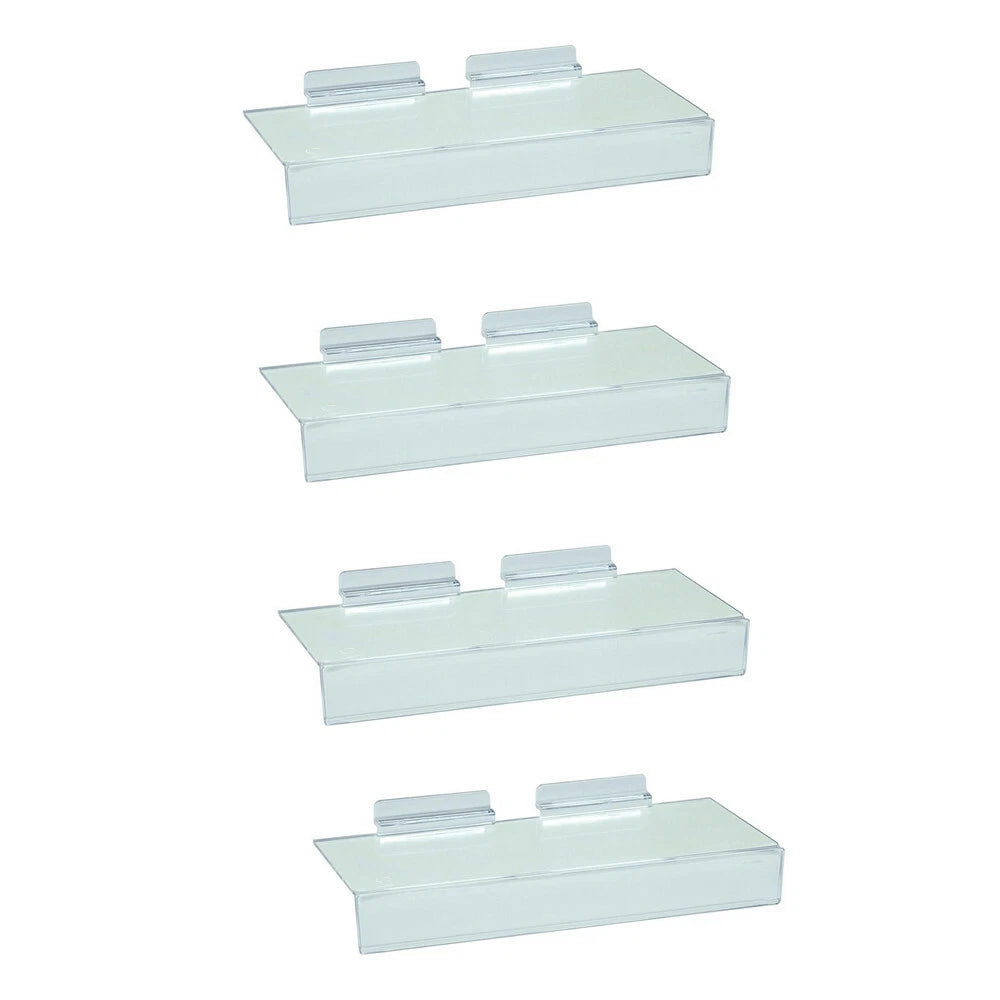 4 X 10 Inch Slatwall Clear Acrylic Shoe Shelf 1 Inch Sign Holding Slot