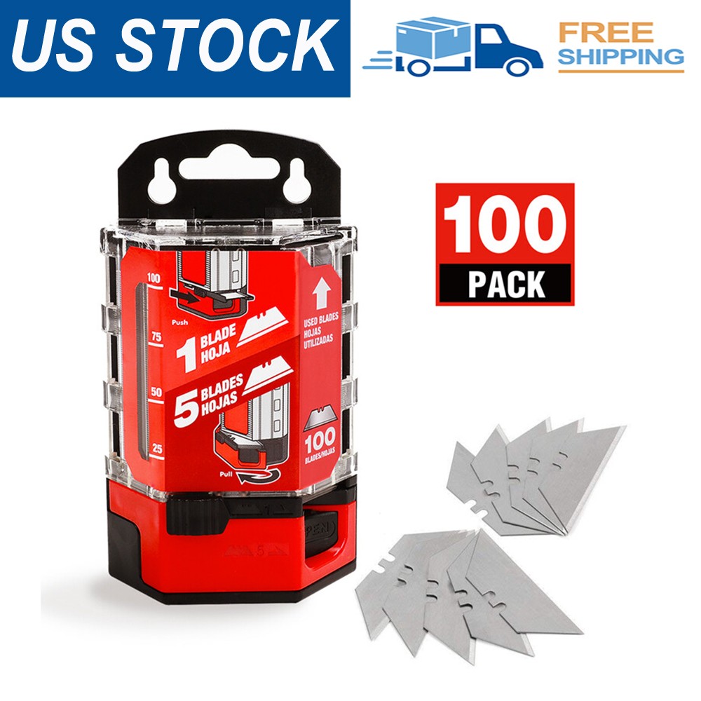 Goldblatt 100-Pack Utility Blades Premium Tempered SK2M Steel with Dispenser