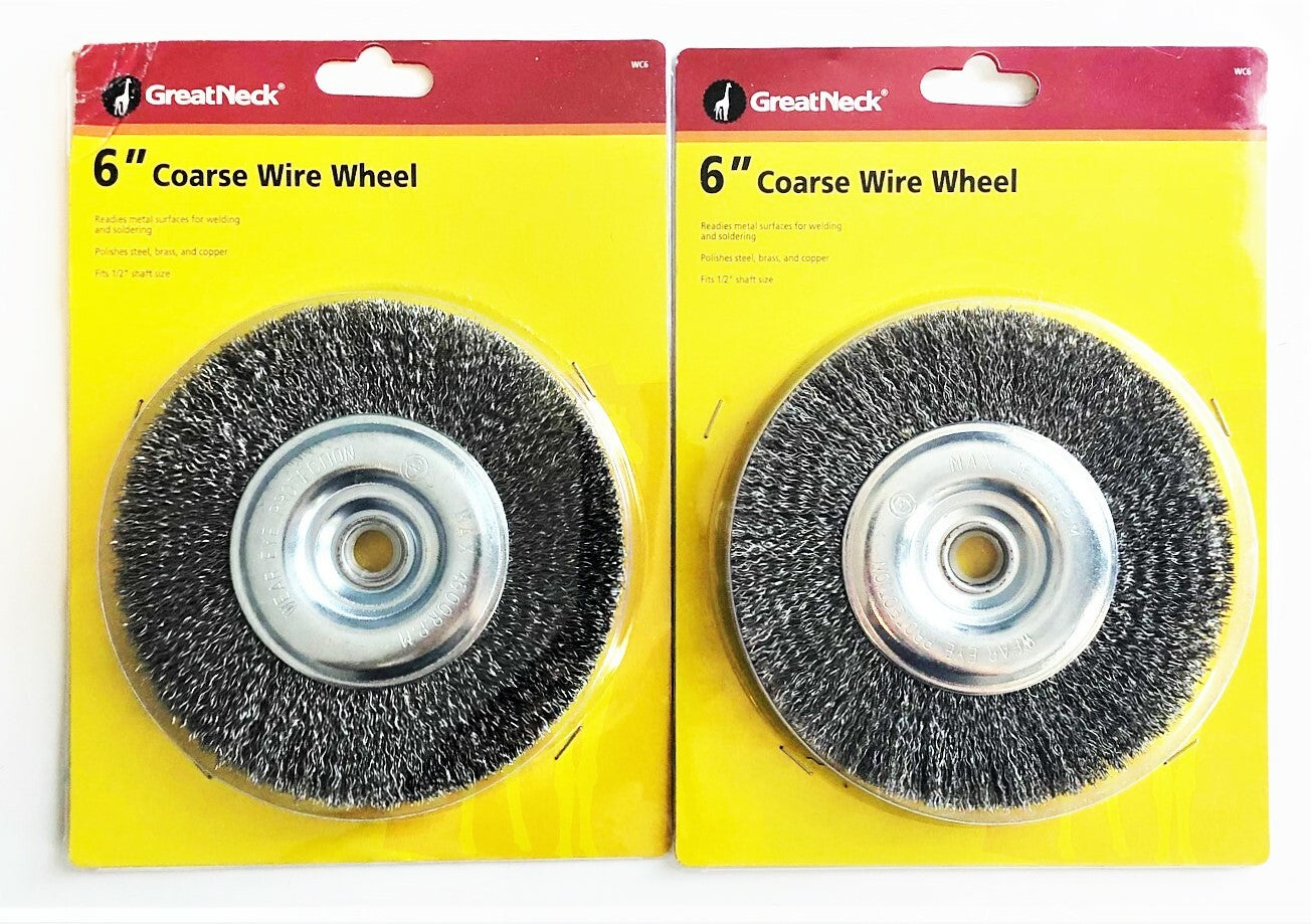 Great Neck 6" Coarse Steel Wire Wheel Brushes for Bench Grinder by Great Neck