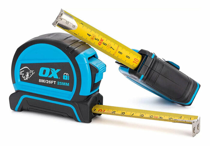 OX Tools 8m Dual Locking Tape Measure 25mm