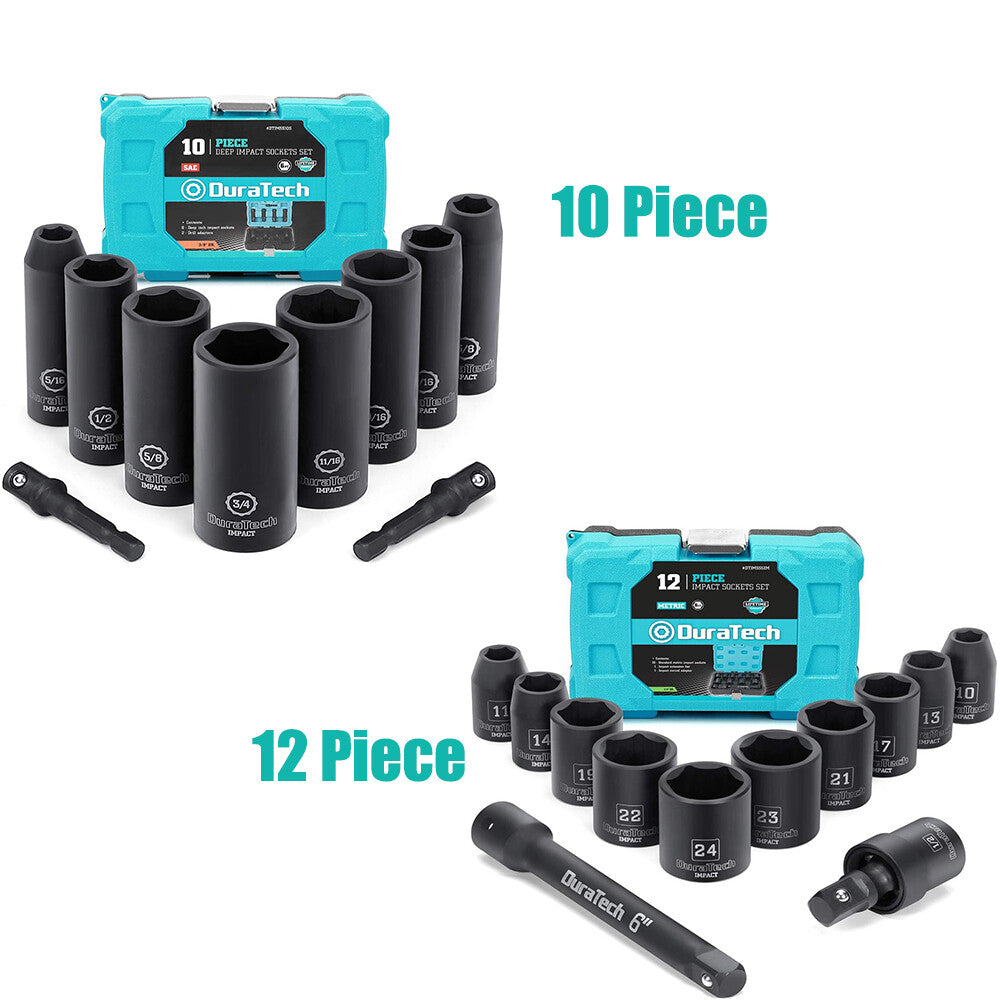 DURATECH 10pc 3/8 Inch Drive Impact Socket Set by DURATECH