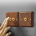 Functional Black Walnut Rocker Switch 12 Way With Elegant Brass Finish