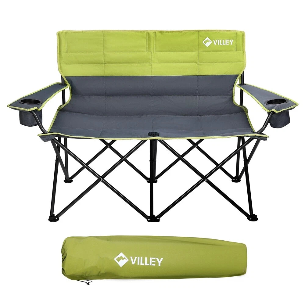 Heavy Duty Camping Couch 500LBS Folding Double Camping Chair Extra Wide Loveseat