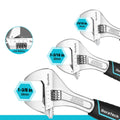 DURATECH 3PC Adjustable Wrench Set 6" 8" 10" Wide Jaw
