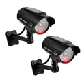 New Black 2x Dummy Security Camera Fake Flashing Home Surveillance