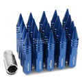 M12x1.5 107mm Tall 20mm Od Blue Aluminum Jdm Spiked Cap Lug