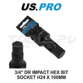 Us Pro Tools 3/4" Dr Impact Hex Bit Socket H24 X 100mm Cr-mo 7579