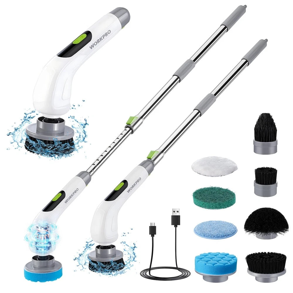 WORKPRO Electric Spin Scrubber Cordless Cleaning Brush Shower ScrubberAdjust<wbr/>able