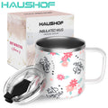 HAUSHOF 14OZ Stainless Steel Mug Tumbler Coffee Mug Cup with Lid for