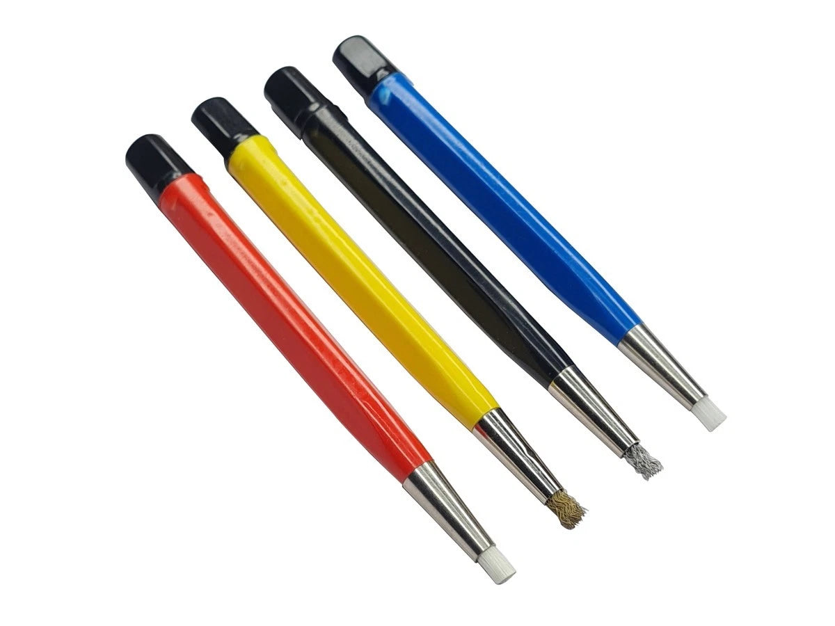 5" Scratch Brush Set Pen Type - Steel, Brass, Fiber & Nylon Bristles