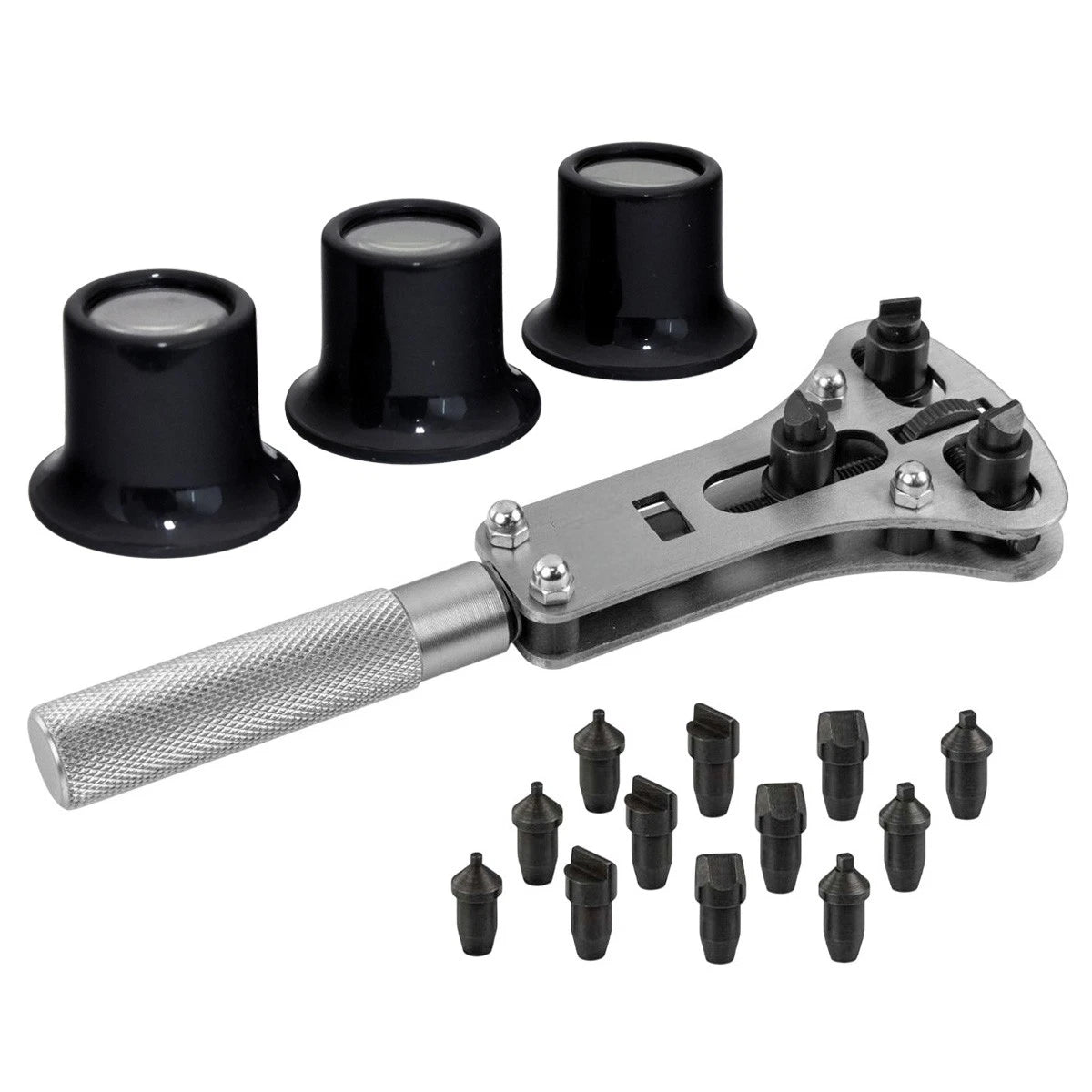 Watch Case Opener + Eye Loupes Set Back Screw Cover Opening Wrench