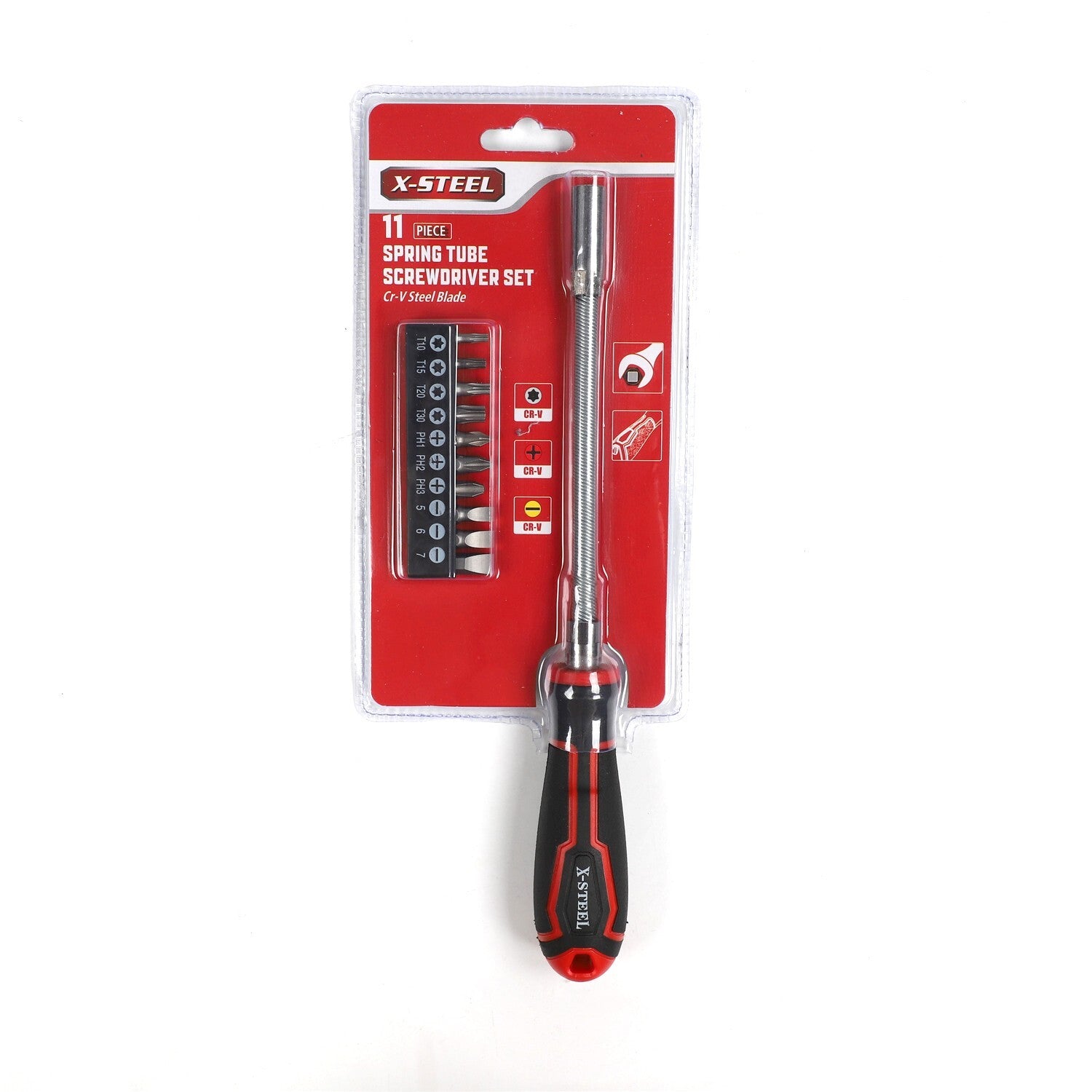 Expert 11pc Spring Flexible Shank Screwdriver & Bits Set: Torx