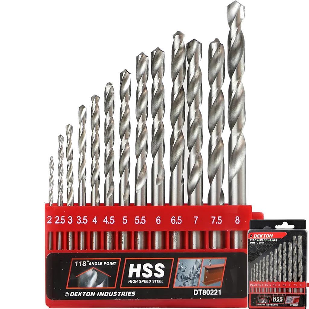 Dekton 13pc HSS Steel Drill Set Metric 2mm - 8mm by Dekton
