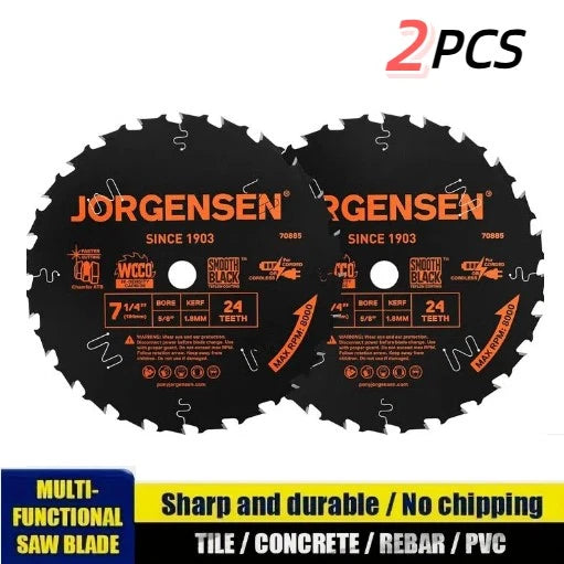 JORGENSEN Evolution Multi-Material Cutting Saw Blade, 2-Pack 7-1/4 Inch 24 Tooth