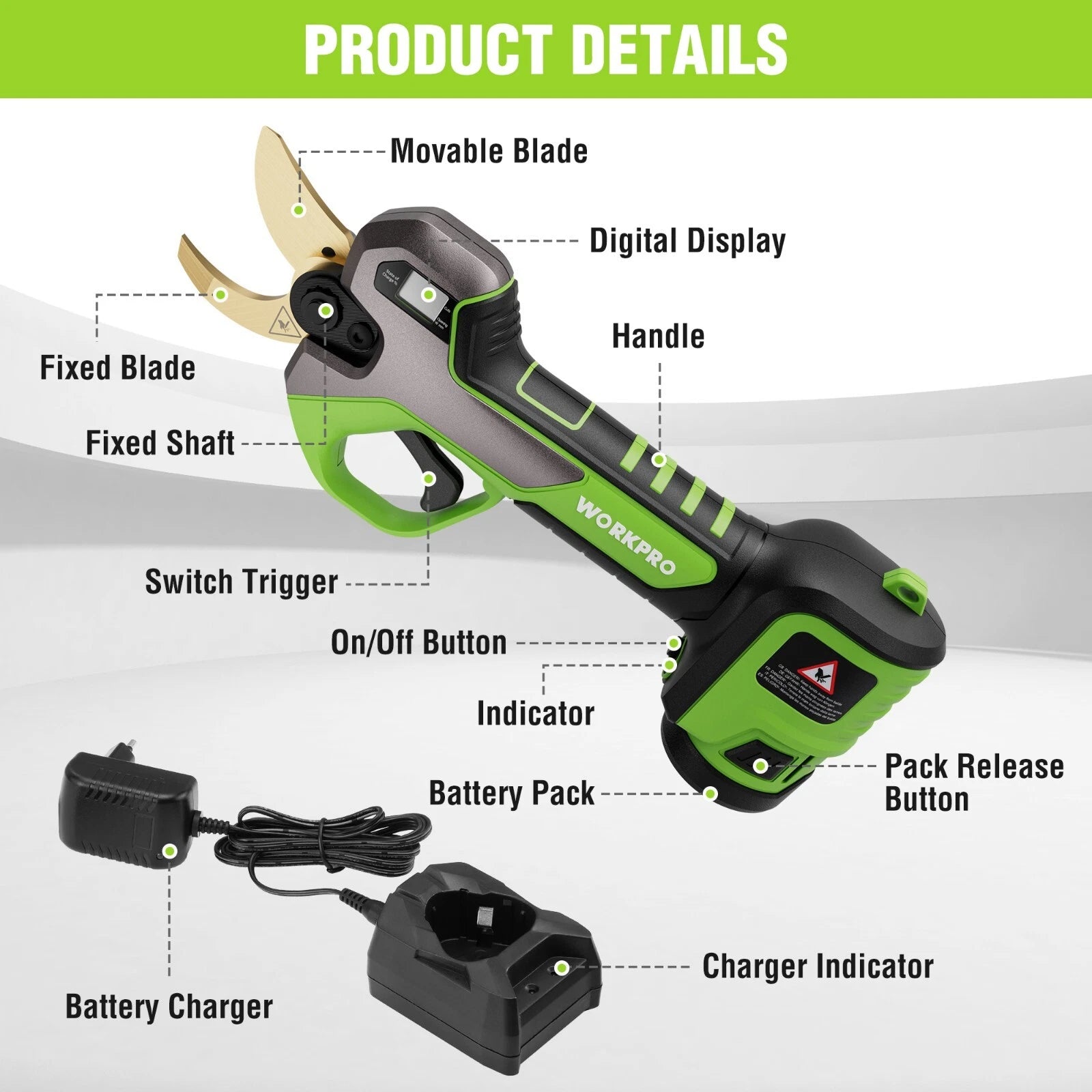 12V Cordless Tree Pruner Pruning Shears Electric Pruning Shears With