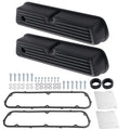 Black Finned Aluminum Valve Cover Set for Ford 289 302 351W V8 1962-1985