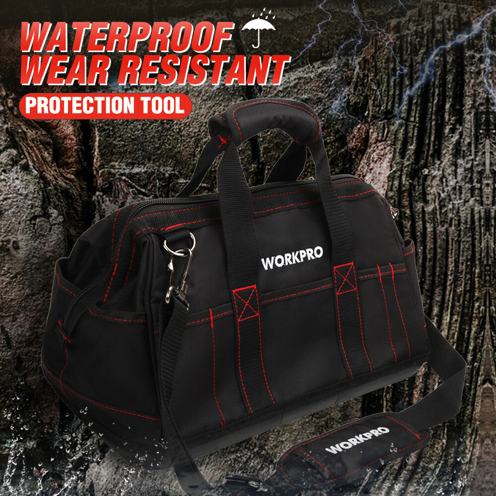 16-inch Close Top Wide Mouth Tool Storage Bag Organizer w/Waterproof