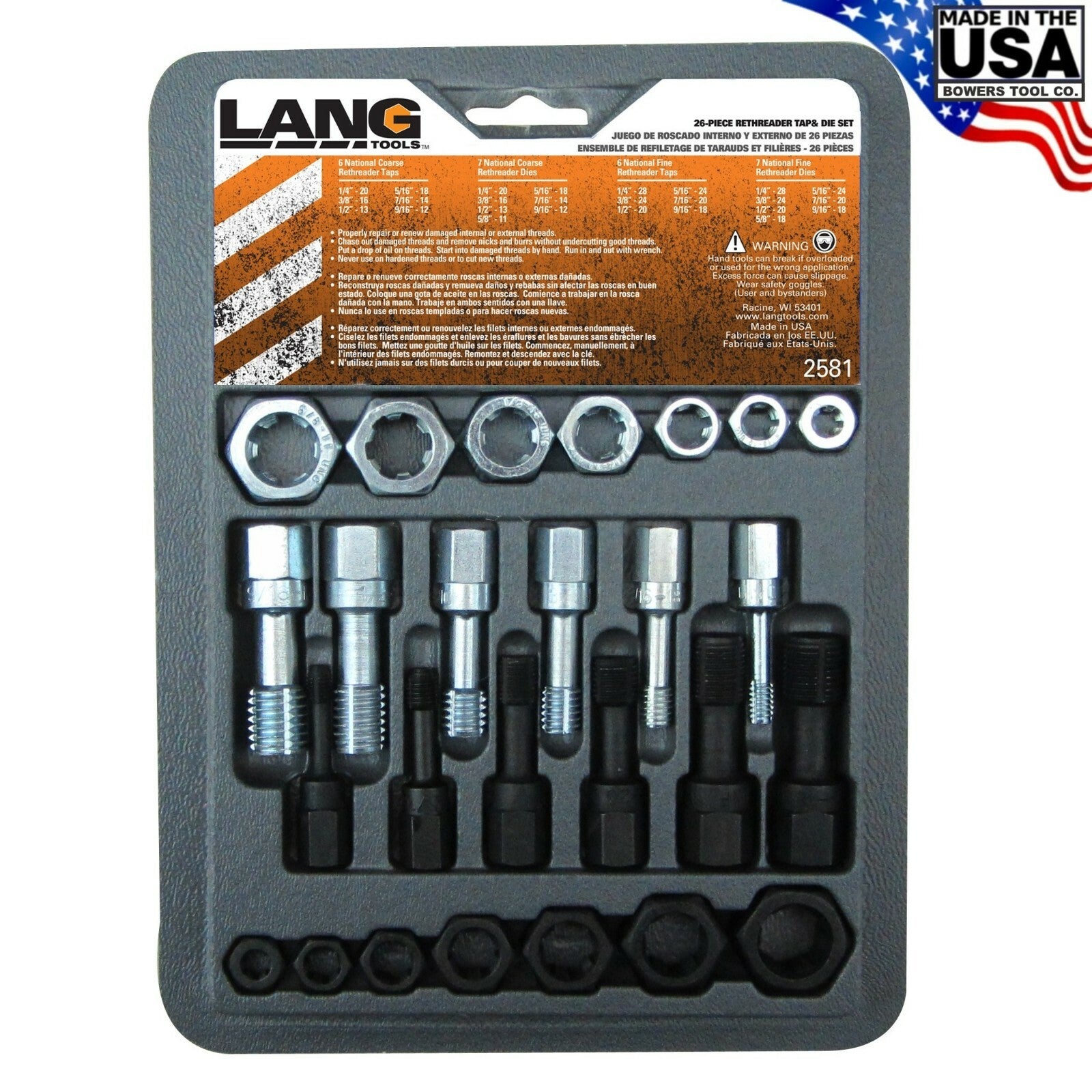 Lang Rethreading Tap & Die Set 26pc
