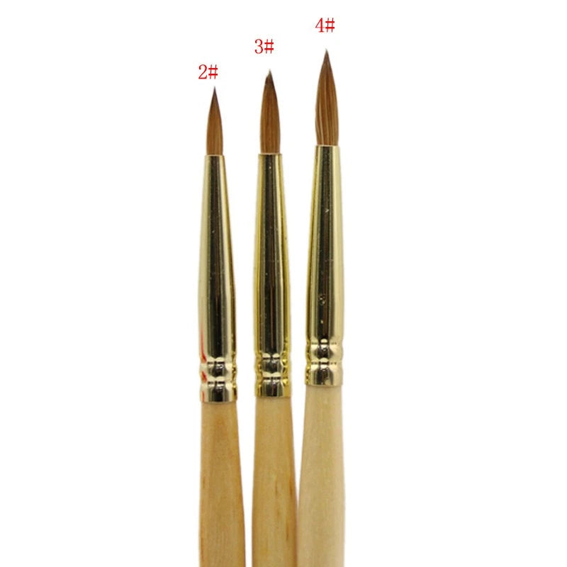 Yellow Nail Brushes Nail Art Painting Drawing Round Kolinsky Sable
