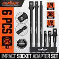 6PC Impact Grade Power Drill Socket Adapter Set 6" Driver 1/4 3/8 1/2 Hex Shank