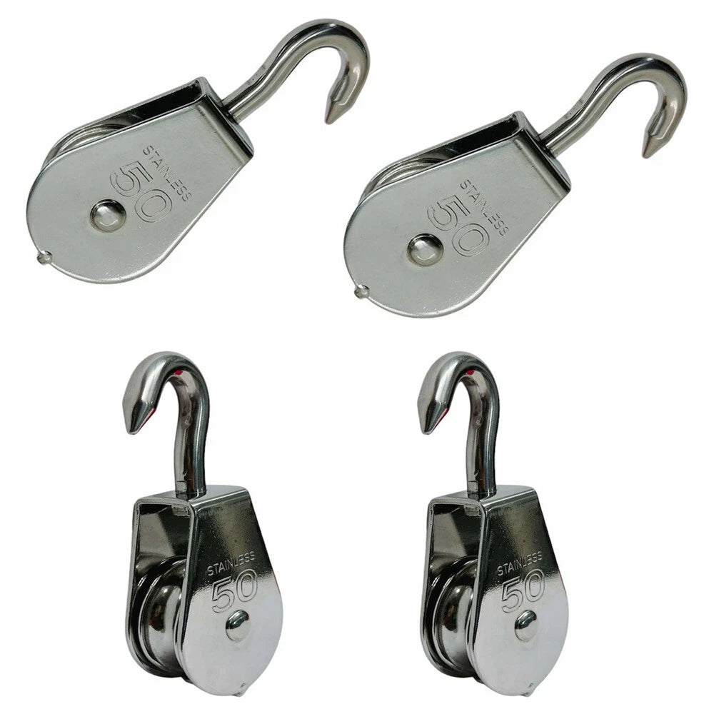 Stainless Steel 2" Lifting Swivel Hook Block For 3/8" Wire Rope,700