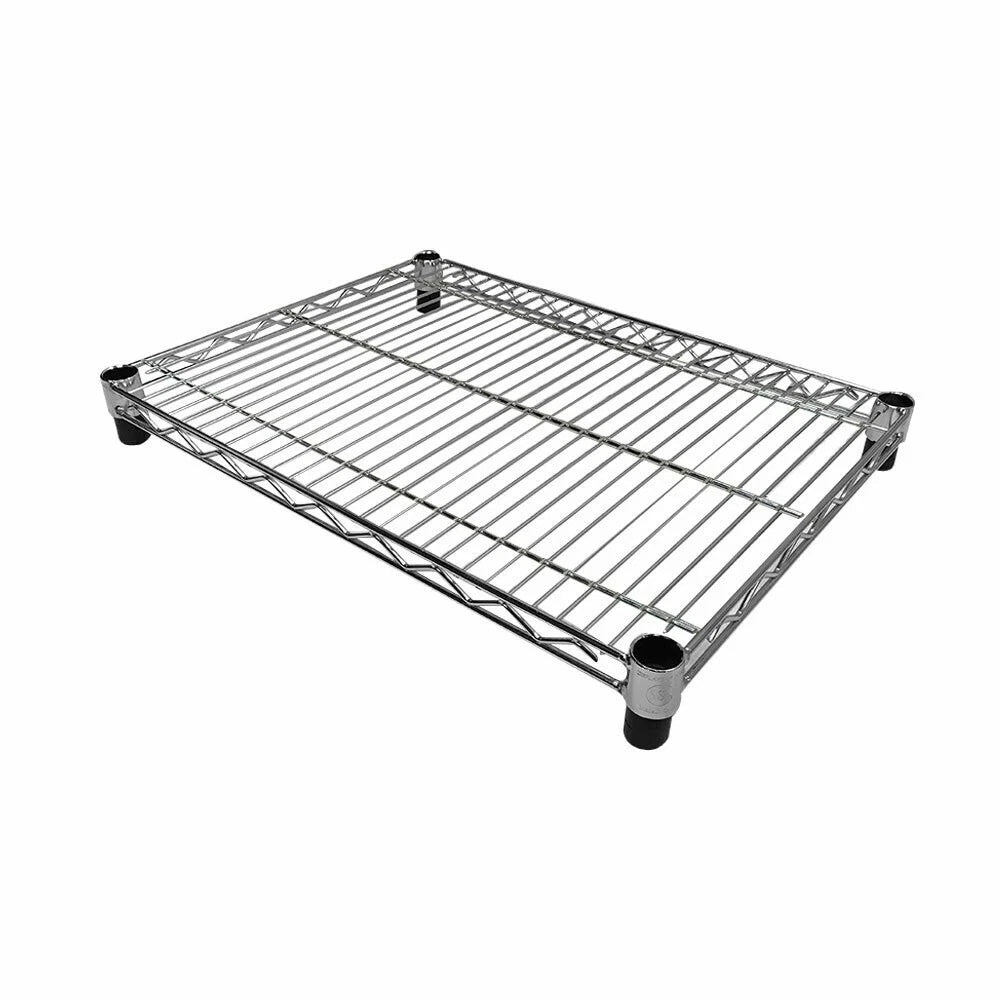 24 Inch X 18 Inch Metal Chrome Plated Wire Shelf With 4 Pairs Shelf