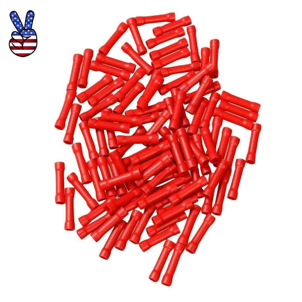 22-18 Awg Red Butt Wire Connectors Crimp Terminals Electrical New