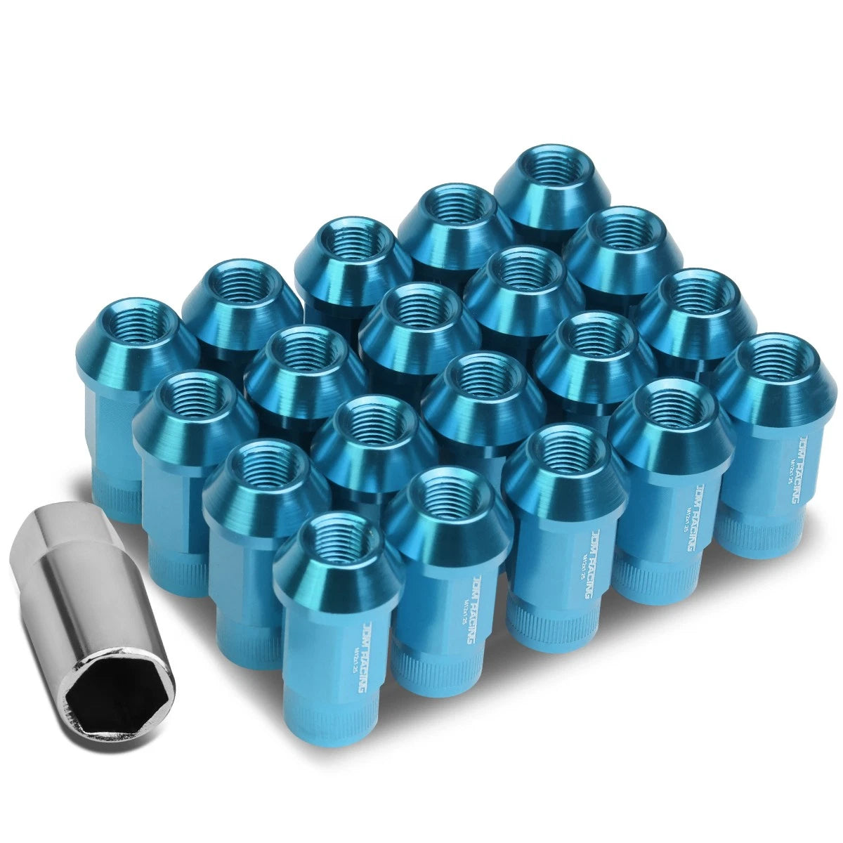 Open End M12x1.25 44mm Tall 25mm Od Sky Blue Aluminum Jdm Rim Lug