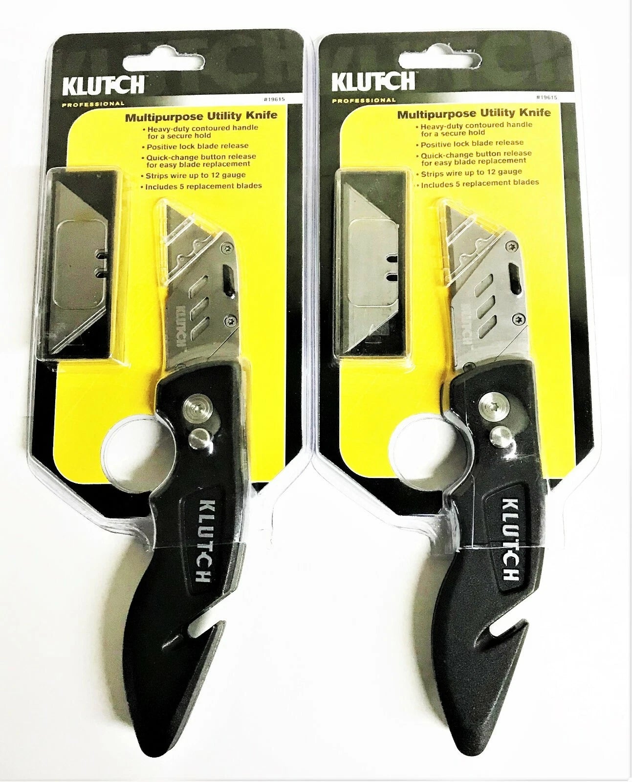 2 Klutch Pro Lock Back Folding Utility Knives Plus 10 Blades Razor