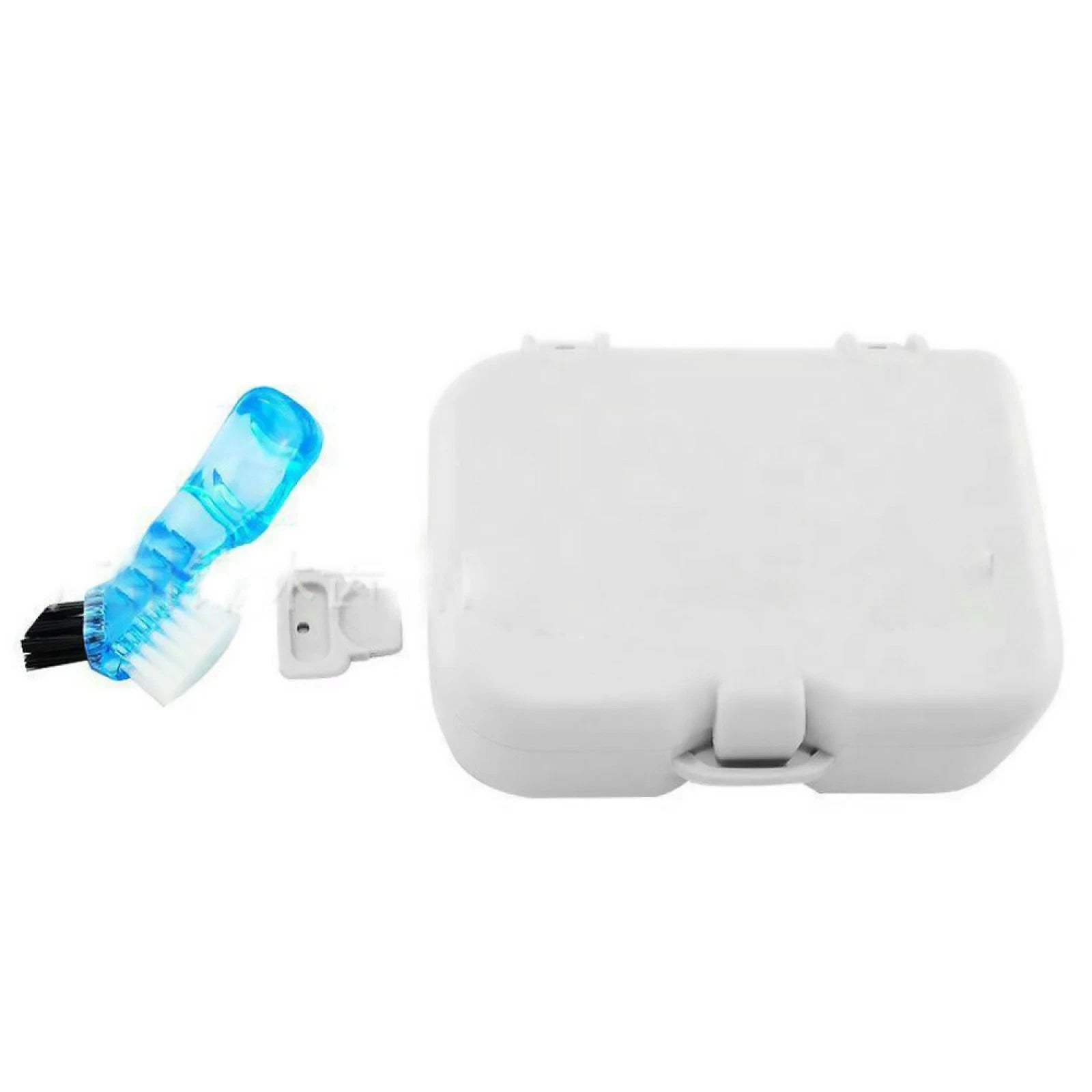 False Teeth Storage Case Container Denture Box W/ Mirror Clean Brush