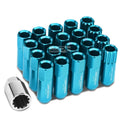 Aluminum Sky Blue 16 Lug+4 Lock Nuts+adapter M12x1.25 20mm Od/60mm
