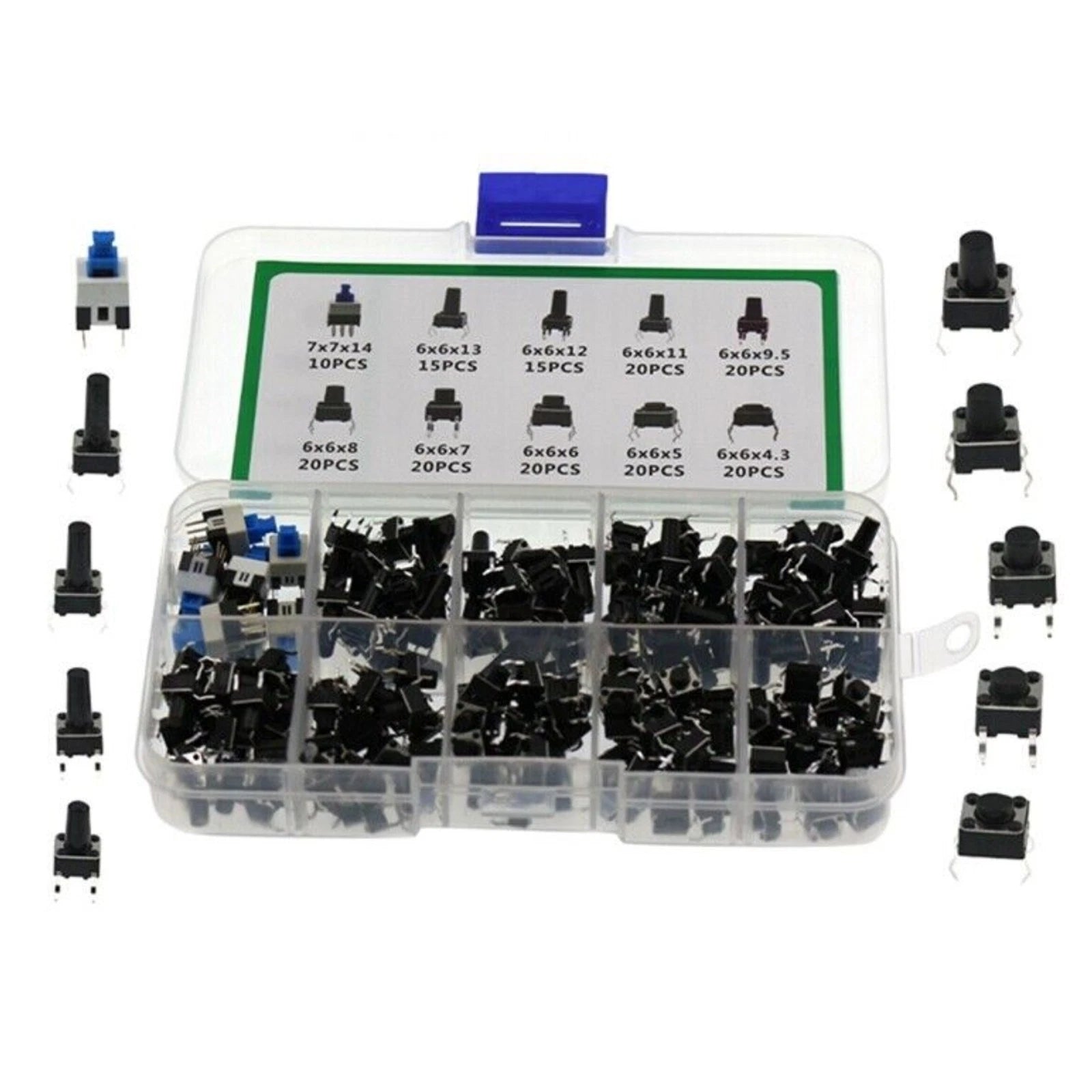 1 Box 10 Types 6x6x Tactile Micro Momentary Touch Switch Push Button B