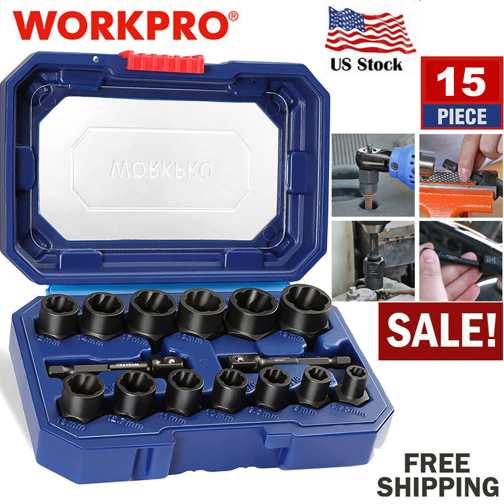 WORKPRO 15PCS Impact Bolt & Nut Remover Set by WORKPRO