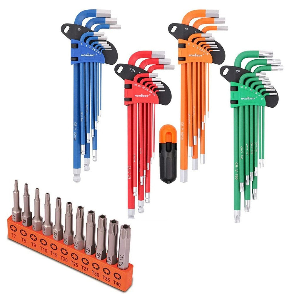 48- Hex Key Allen Wrench Torx Bit Set Ball End Long Arm SAE Metric