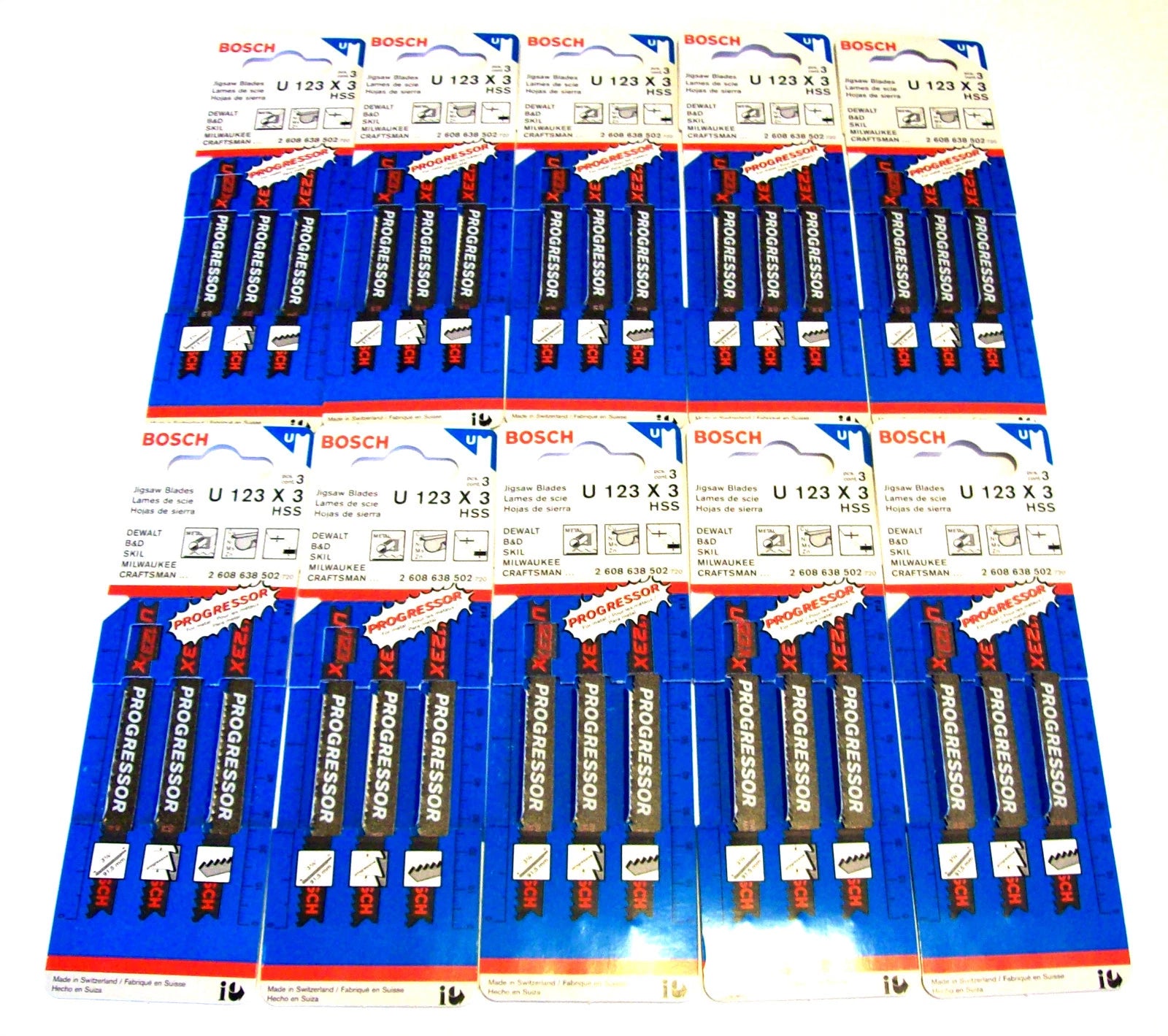 30 Bosch U-shank 3-5/8" Progressor Jig Saw Blades U 123 X3 Swiss Made