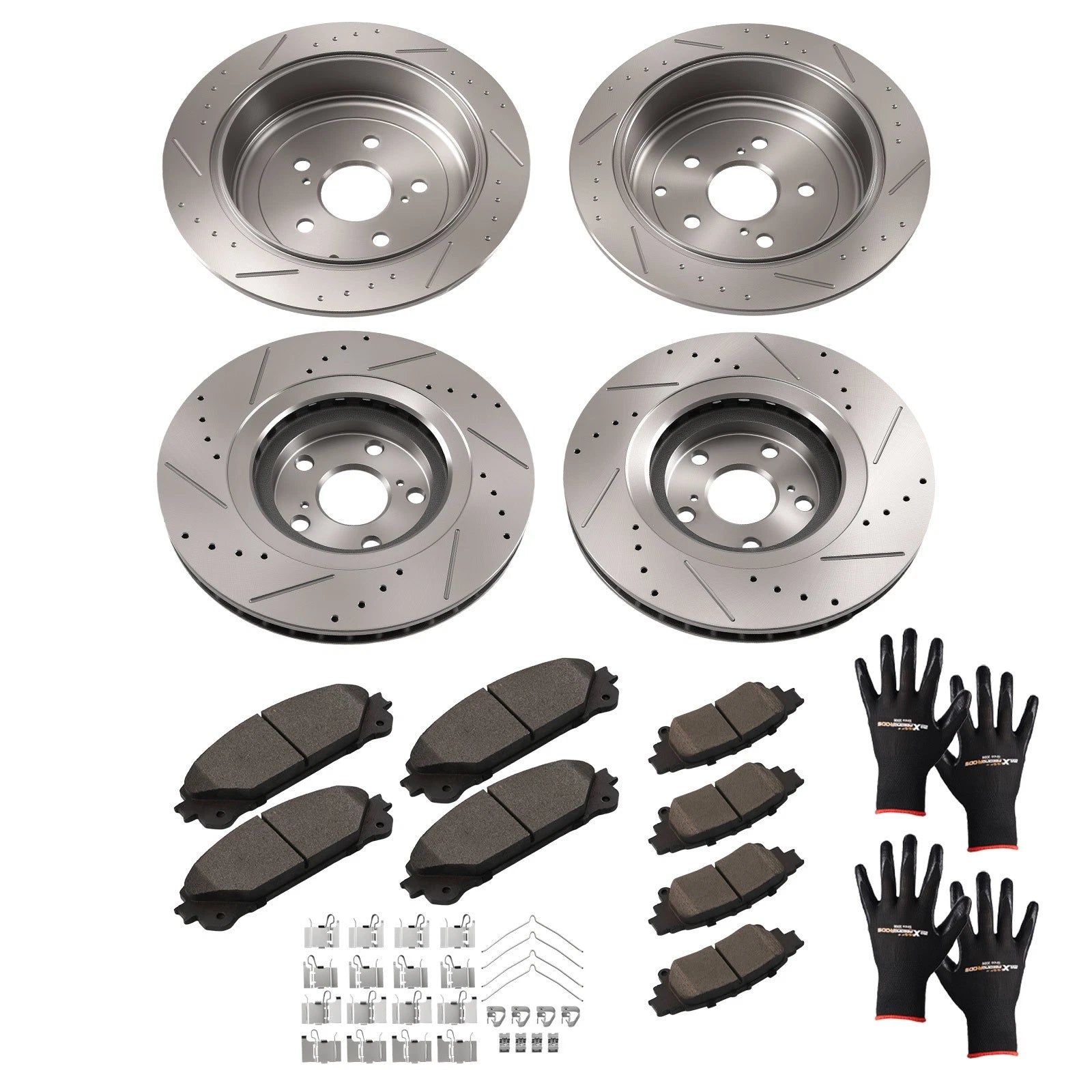 Front Rear Disc Brake Rotors Ceramic Pads for Toyota Highlander Sienna/RX350